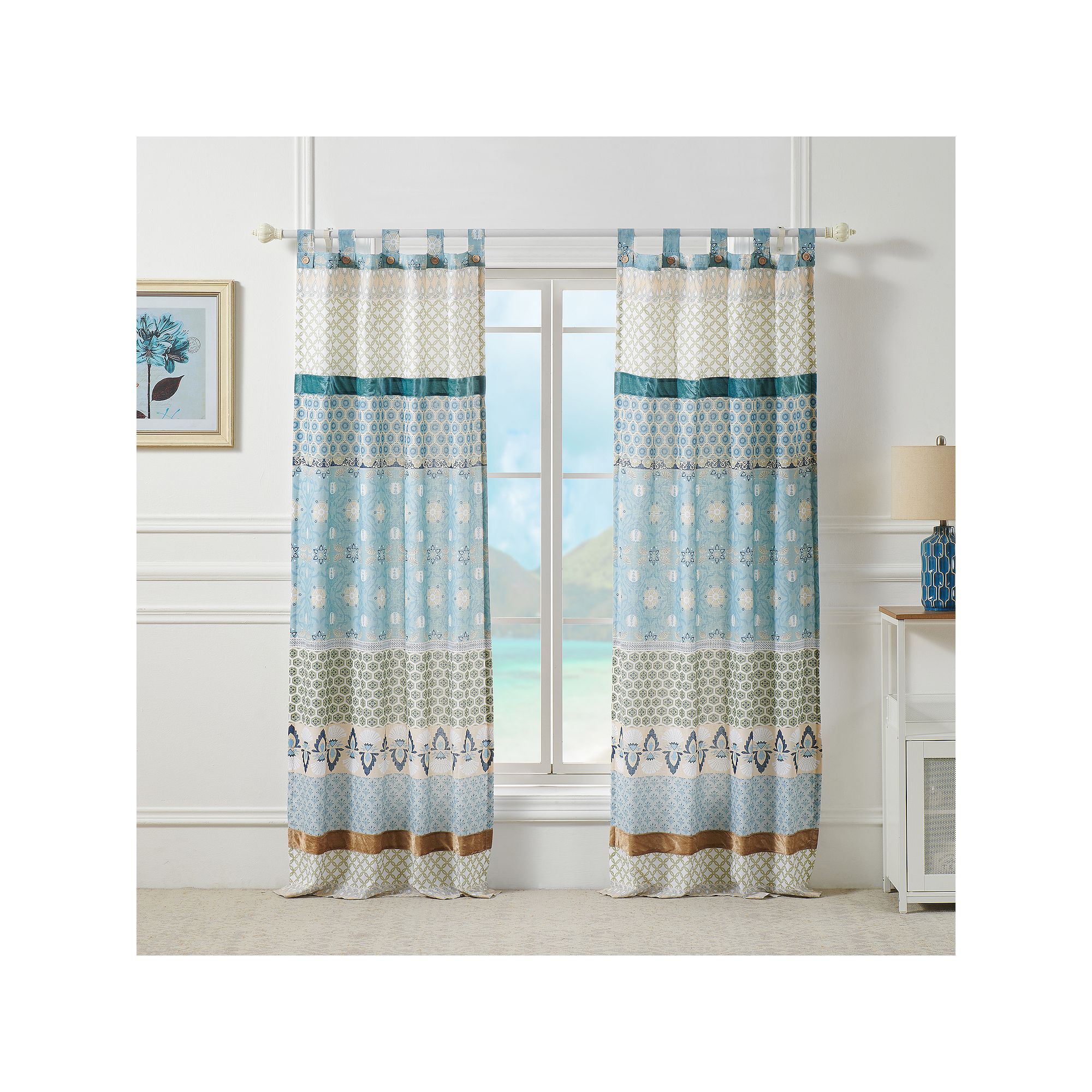 Greenland Home Fashions 2-pack Thalia Window Curtains, Blue