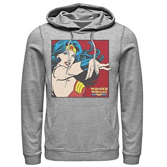 Men's DC Comics Wonder Woman Retro Pop Art Portrait Graphic Hoodie