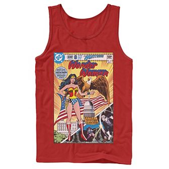 Men's DC Comics Wonder Woman Vintage Huntress Comic Cover Graphic Tank Top