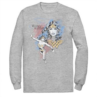 Men's DC Comics Wonder Woman Vintage Watercolor Sketch Portrait Tee