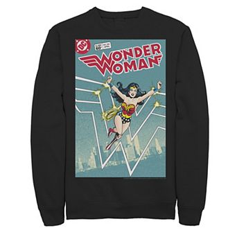Men's DC Comics Wonder Woman Retro Comic Cover Graphic Fleece Pullover