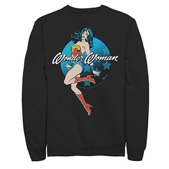 Men's DC Comics Wonder Woman Circle Stars Portrait Graphic Fleece Pullover