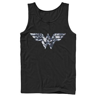 Men's DC Comics Wonder Woman Blue Tie Dye Logo Graphic Tank Top