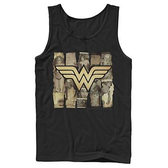 Men's DC Comics Wonder Woman Logo Newspaper Portraits Tank Top