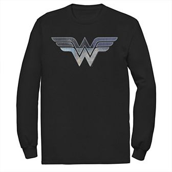 Men's DC Comics Wonder Woman Patchwork Logo Long Sleeve Graphic Tee