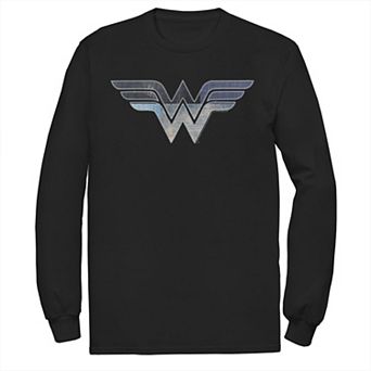 Men's DC Comics Wonder Woman Patchwork Logo Long Sleeve Graphic Tee