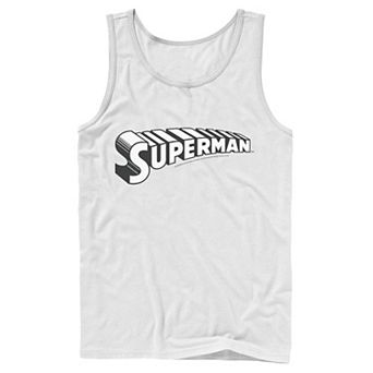 Men's DC Comics Superman Black & White Text Chest Logo Tank Top