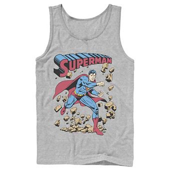 Men's DC Comics Superman Smash Rocks Vintage Poster Tank Top