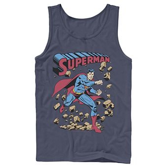 Men's DC Comics Superman Smash Rocks Vintage Poster Tank Top