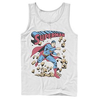 Men's DC Comics Superman Smash Rocks Vintage Poster Tank Top
