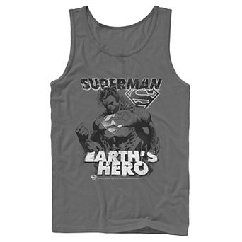 Men's DC Comics Superman Earth's Hero Sketched Poster Tank Top