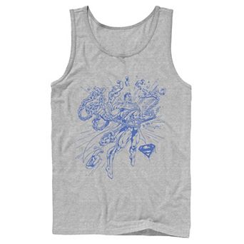 Men's DC Comics Superman Break Chains Outlined Comic Poster Tank Top