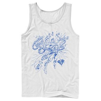 Men's DC Comics Superman Break Chains Outlined Comic Poster Tank Top