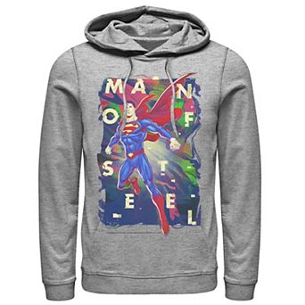Men's DC Comics Superman Man Of Steel Bold Glitch Poster Hoodie