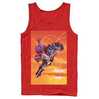 Men's DC Comics Superman Wonder Woman Kiss Poster Tank Top