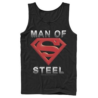 Men's DC Comics Superman Man Of Steel Text Logo Tank Top