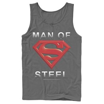 Men's DC Comics Superman Man Of Steel Text Logo Tank Top