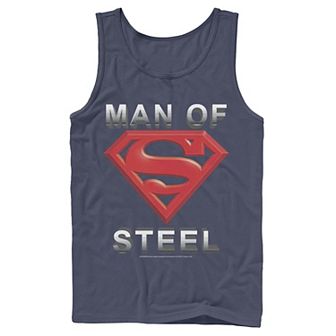 Men's DC Comics Superman Man Of Steel Text Logo Tank Top