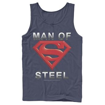 Men's DC Comics Superman Man Of Steel Text Logo Tank Top