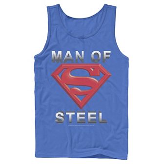 Men's DC Comics Superman Man Of Steel Text Logo Tank Top