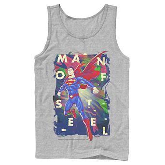Men's DC Comics Superman Man Of Steel Bold Glitch Poster Tank Top