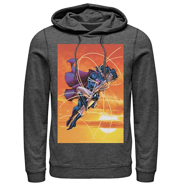 Men's DC Comics Superman Wonder Woman Kiss Poster Hoodie