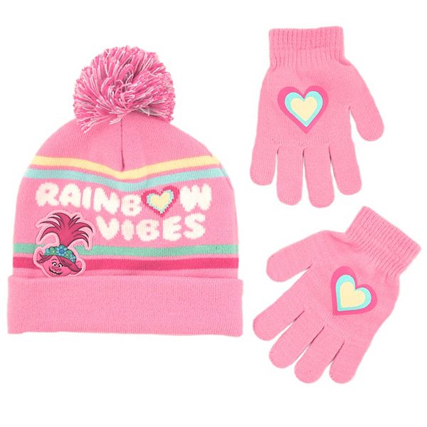 Girls 4 6x Dreamworks Trolls 2 Piece Hat Gloves Set - blue kitty beanie roblox