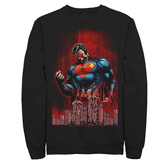 Men's DC Comics Superman Power Flex Skyline Comic Poster Sweatshirt