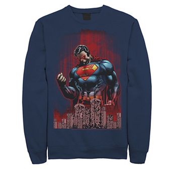 Men's DC Comics Superman Power Flex Skyline Comic Poster Sweatshirt