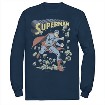 Men's DC Comics Superman With Rocks Vintage Poster Tee