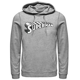 Men's DC Comics Superman Black & White Text Chest Logo Hoodie