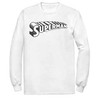 Men's DC Comics Superman Black & White Text Chest Logo Tee