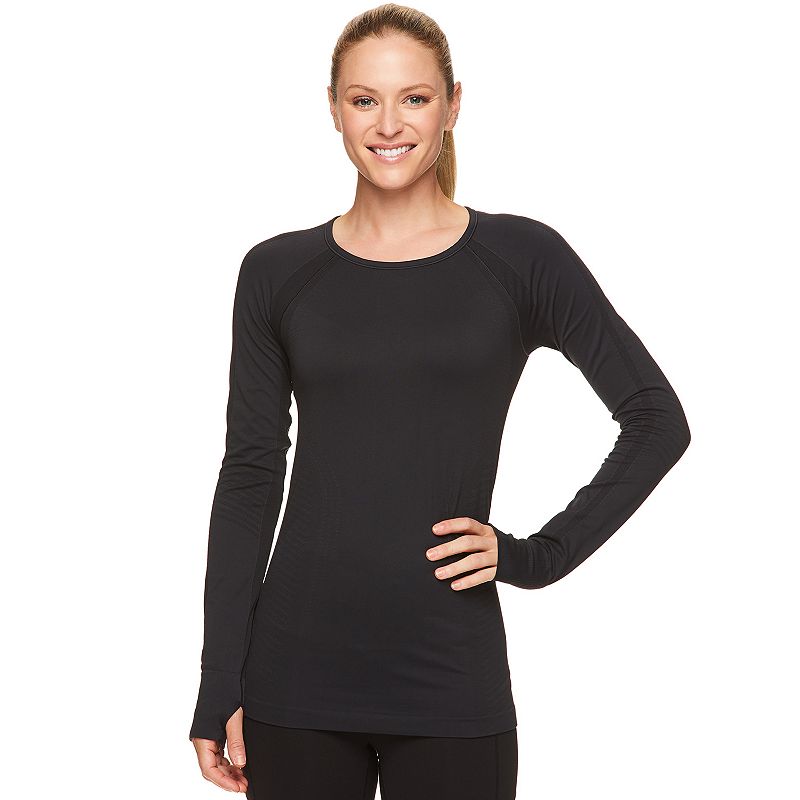 Womens Gaiam Warrior Seamless Scoopneck Tee, Size: Large, Oxford