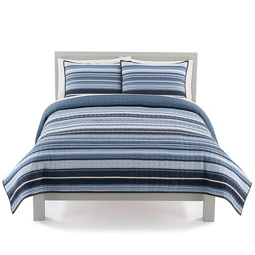 The Big One® Reversible Stripes + Plaids Quilt Set with Shams