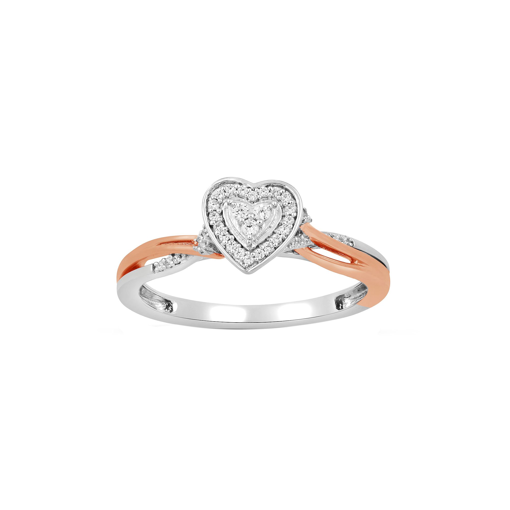 Always Yours 14k Rose Gold Over Silver 1/10 Carat T.W. Diamond Heart Promis