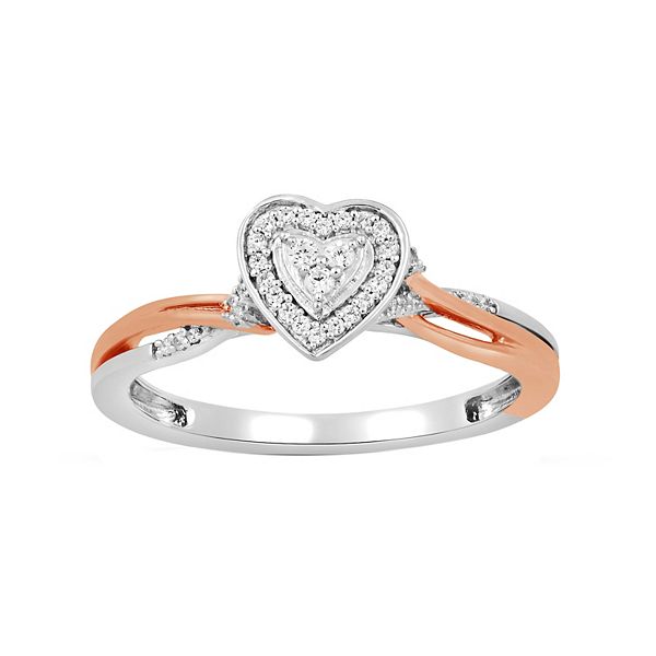 Always Yours 14k Rose Gold Over Silver 1/10 Carat T.W. Diamond Heart  Promise Ring