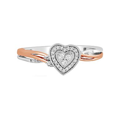 Always Yours 14k Rose Gold Over Silver 1/10 Carat T.W. Diamond Heart ...