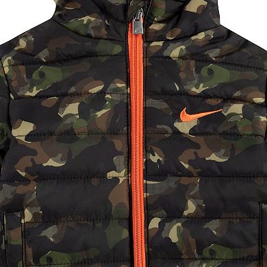Toddler Boy Nike H2O-Dri Quilted Camouflaged Hooded Puffer Midweight Jacket