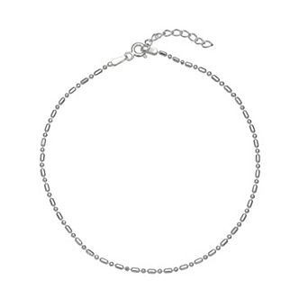 PRIMROSE Sterling Silver Dash Beaded Chain Anklet