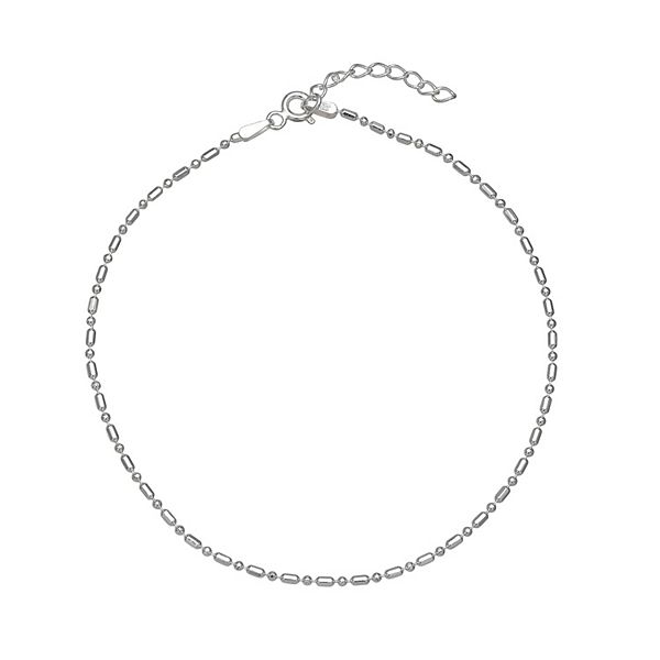 PRIMROSE Sterling Silver Dash Beaded Chain Anklet