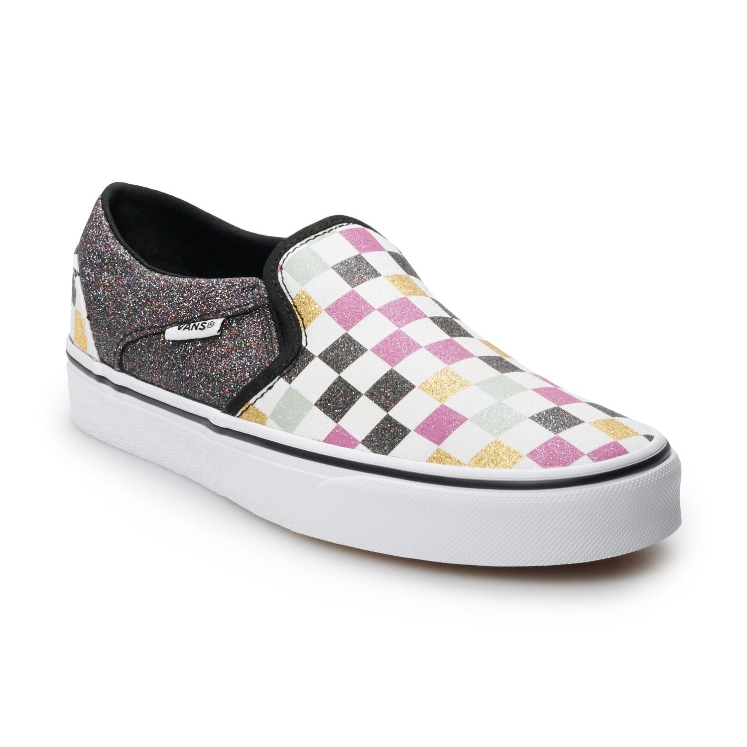 kohls black vans slip ons