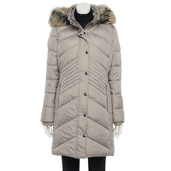 Women's tower by london fog sales quilted faux fur trim down coat