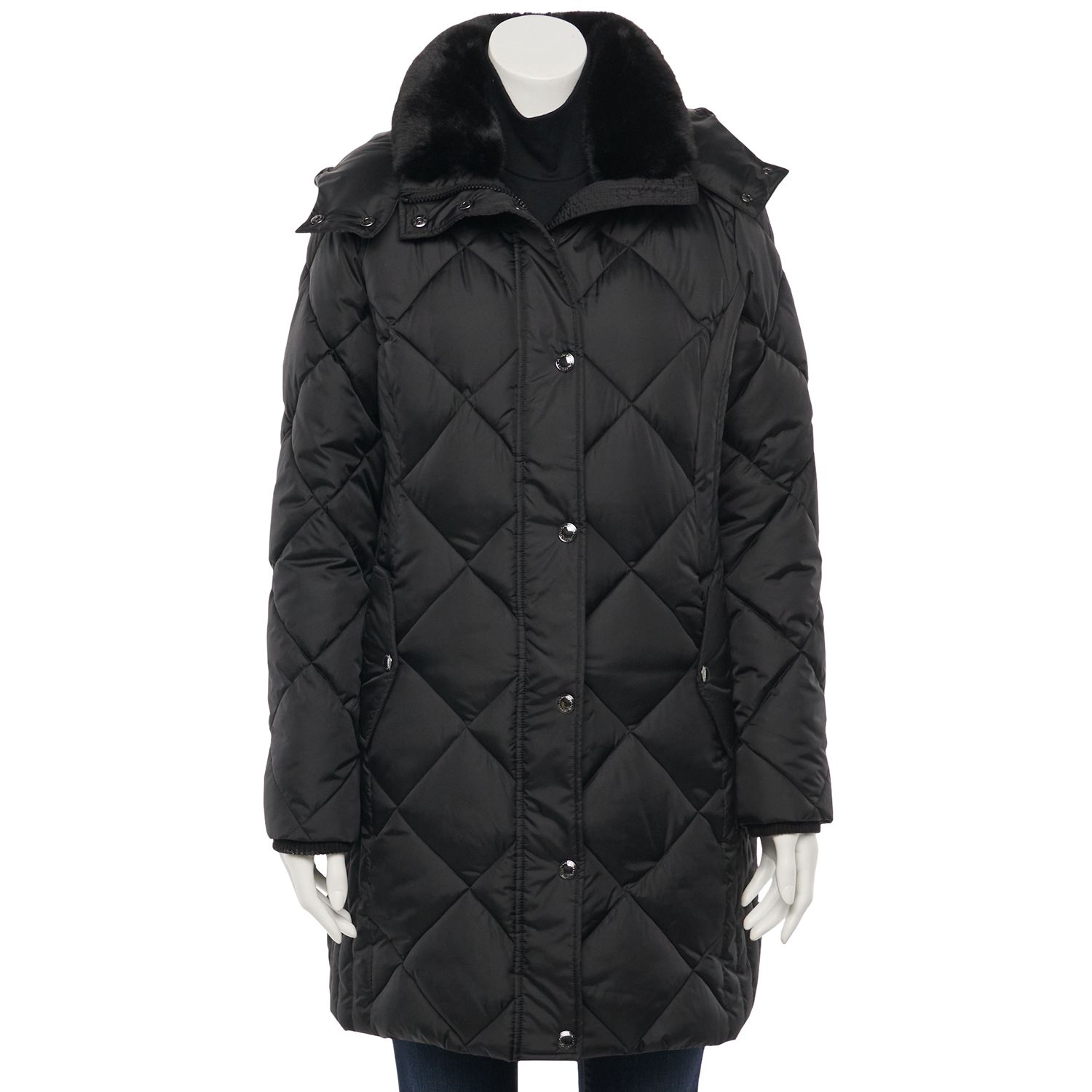 faux fur hooded wool car coat london fog