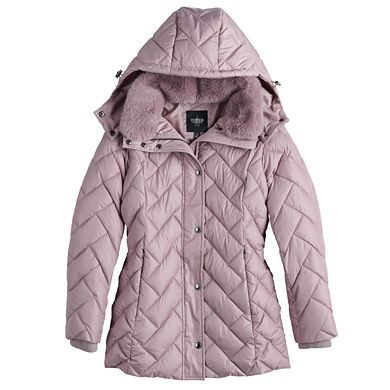Women's TOWER by London Fog Faux-Fur Collar Quilted Puffer Jacket