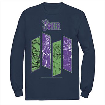 Men's DC Comics The Joker Portrait Panels Long Sleeve Graphic Tee