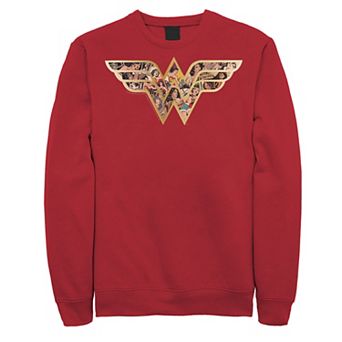 Men's DC Comics Wonder Woman Symbol Build Up Fill Graphic Fleece Pullover
