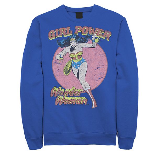 Men's DC Comics Wonder Woman Running Girl Power Text Poster Sweatshirt
