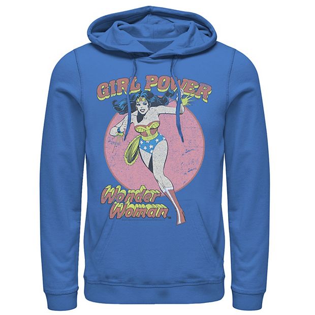 Men's DC Comics Wonder Woman Running Girl Power Text Poster Graphic Hoodie