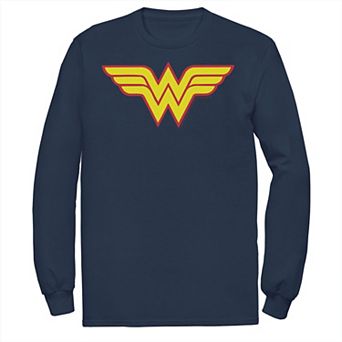 Men's DC Comics Wonder Woman Classic Yellow Red Symbol Long Sleeve Graphic Tee