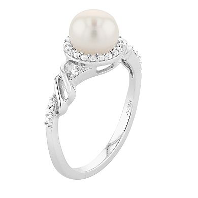 Sterling Silver Cultured Pearl & Lab-Created Sapphire Wrap Ring
